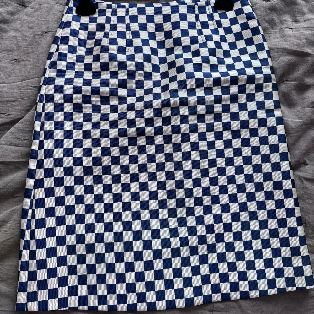 Checkered Blue and White Women's Skirt - Picture 3 of 3